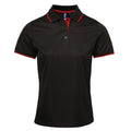 Black-Red - Front - Premier Womens-Ladies Contrast Coolchecker Polo Shirt