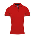 Red-Black - Front - Premier Womens-Ladies Contrast Coolchecker Polo Shirt