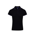 Black-Purple - Front - Premier Womens-Ladies Contrast Coolchecker Polo Shirt