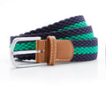 Navy-Kelly - Front - Asquith & Fox Mens Two Colour Stripe Braid Stretch Belt