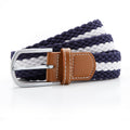 Navy-White - Front - Asquith & Fox Mens Two Colour Stripe Braid Stretch Belt