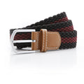 Black-Burgundy - Front - Asquith & Fox Mens Two Colour Stripe Braid Stretch Belt