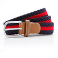 Navy-Red - Front - Asquith & Fox Mens Two Colour Stripe Braid Stretch Belt