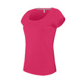 Fuchsia - Front - Kariban Womens-Ladies Boat Neck Short Sleeve T-Shirt