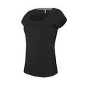 Black - Front - Kariban Womens-Ladies Boat Neck Short Sleeve T-Shirt