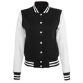 Black-White - Front - Build Your Brand Womens-Ladies Sweat College Jacket