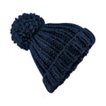 French Navy - Front - Beechfield Womens-Ladies Oversized Hand Knitted Beanie