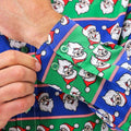 Santa Blue-Green - Side - Christmas Shop Mens Printed Christmas Shirt