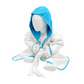 White-Aqua Blue - Front - A&R Towels Baby-Toddler Babiezz Hooded Bathrobe