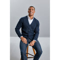 French Navy - Pack Shot - Russell Collection Mens V-neck Knitted Cardigan
