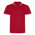 Red- White - Front - AWDis Mens Stretch Tipped Polo Shirt