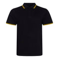 Black-Yellow - Front - AWDis Mens Stretch Tipped Polo Shirt
