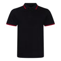 Black-Red - Front - AWDis Mens Stretch Tipped Polo Shirt