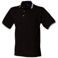 Black White tipping - Front - Henbury Mens Classic Tipped Collar & Cuff Polo Shirt