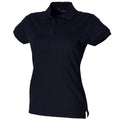 Navy - Front - Henbury Womens-Ladies Stretch Pique Polo Shirt