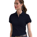 Navy - Back - Henbury Womens-Ladies Stretch Pique Polo Shirt