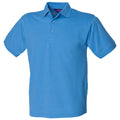 Mid Blue - Front - Henbury Mens Short Sleeved 65-35 Pique Polo Shirt