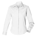 White - Front - Henbury Womens-Ladies Long Sleeve Oxford Fitted Work Shirt