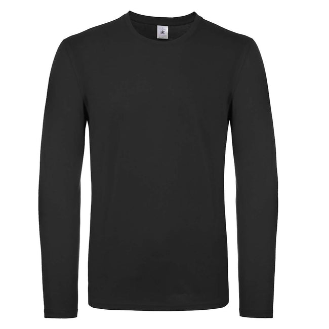 Black - Front - B&C Mens #E150 Long Sleeve T-Shirt