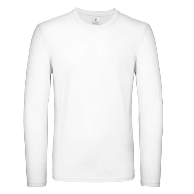 White - Front - B&C Mens #E150 Long Sleeve T-Shirt