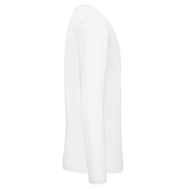 White - Side - B&C Mens #E150 Long Sleeve T-Shirt