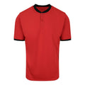 Fire Red-Jet Black - Front - AWDis Just Cool Mens Stand Collar Sports Polo