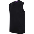 Black - Lifestyle - Henbury Mens Sleeveless 12 Gauge V-Neck Fine Knit Jumper