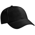 Black - Front - Beechfield Unisex Pro-Style Heavy Brushed Cotton Baseball Cap - Headwear (Pack of 2)