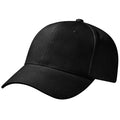 Black - Back - Beechfield Unisex Pro-Style Heavy Brushed Cotton Baseball Cap - Headwear (Pack of 2)