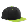 Black- Lime Green - Front - Beechfield Unisex 5 Panel Contrast Snapback Cap (Pack of 2)