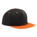 Black- Orange - Front - Beechfield Unisex 5 Panel Contrast Snapback Cap (Pack of 2)