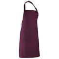 Aubergine - Back - Premier Colours Bib Apron - Workwear (Pack of 2)