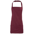 Burgundy - Front - Premier Colours 2-in-1 Apron - Workwear (Pack of 2)