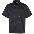 Black - Front - Premier Unisex Studded Front Short Sleeve Chefs Jacket (Pack of 2)