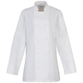 White - Front - Premier Womens-Ladies Long Sleeve Chefs Jacket - Chefswear (Pack of 2)
