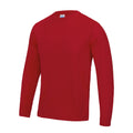 Fire Red - Front - AWDis Just Cool Mens Long Sleeve Cool Sports Performance Plain T-Shirt