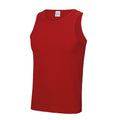 Fire Red - Front - AWDis Just Cool Mens Sports Gym Plain Tank - Vest Top