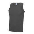 Charcoal - Front - AWDis Just Cool Mens Sports Gym Plain Tank - Vest Top