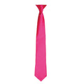 Hot Pink - Front - Premier Colours Mens Satin Clip Tie (Pack of 2)