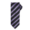 Black-Rich Violet - Front - Premier Mens Waffle Stripe Formal Business Tie (Pack of 2)