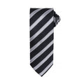 Black-Dark Grey - Front - Premier Mens Waffle Stripe Formal Business Tie (Pack of 2)