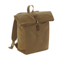Desert Sand - Front - Quadra Heritage Waxed Canvas Leather Accent Backpack