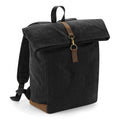 Black - Front - Quadra Heritage Waxed Canvas Leather Accent Backpack