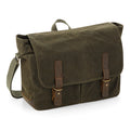 Olive Green - Front - Quadra Heritage Waxed Canvas Messenger Bag