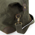 Olive Green - Back - Quadra Heritage Leather Accented Waxed Canvas Holdall