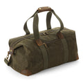 Olive Green - Front - Quadra Heritage Leather Accented Waxed Canvas Holdall
