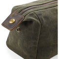 Olive Green - Back - Quadra Heritage Leather Accented Waxed Canvas Wash Bag