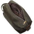 Olive Green - Side - Quadra Heritage Leather Accented Waxed Canvas Wash Bag