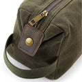 Olive Green - Lifestyle - Quadra Heritage Leather Accented Waxed Canvas Wash Bag