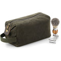 Olive Green - Pack Shot - Quadra Heritage Leather Accented Waxed Canvas Wash Bag
